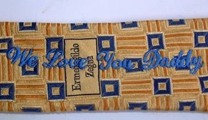 ERMENEGILDO ZEGNA SEIDENKRAWATTE mit WE LOVE YOU DADDY INDIVIDUELLER STICKEREI - Bild 1 von 10