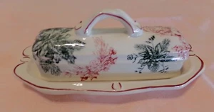 Plato de mantequilla cubierto de baño de Navidad raro y difícil de encontrar en muy buena condición 9 1/2 x 4 1/2 pulgadas - Imagen 1 de 3