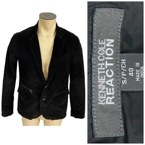 Blazer Kenneth Cole Reaction Para Hombre Pequeño Negro Pana Preppy Academia Festival - Imagen 1 de 14