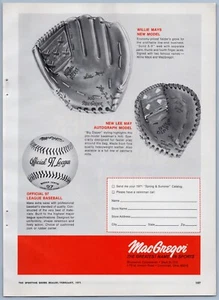 Guantes de béisbol MacGregor 1971 vintage pelotas anuncios impresos - Imagen 1 de 2
