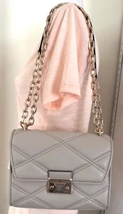 Michael Kors Serena Medium Light Sand Vegan Leather Flap Shoulder Crossbody Bag - Picture 1 of 11