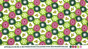 Christmas Fabric Green 'Haute Ho Ho' 8773 Maywood Studio & Pink Fabric 1 yd each - Picture 1 of 5