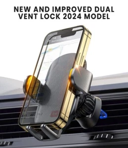Car Phone Holder Mount Vent Grip Lock System 360° Rotation For iPhone Samsung - Picture 1 of 15