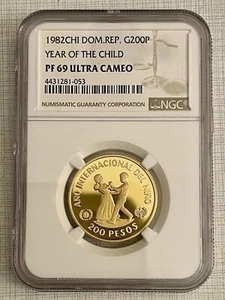 Dominican Republic 1982 Year of Child 200 Pesos Gold NGC PF69 UC SKU#1872 - Picture 1 of 2