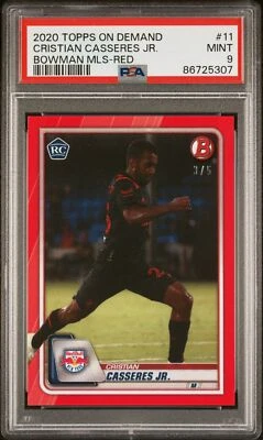 2020 Topps On Demand Bowman MLS Cristian Casseres Jr. Rookie Red #/5 PSA 9 - Image 1 of 2