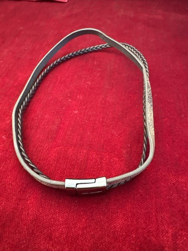 VETEMENTS Collana girocollo Van Heu in pelle marrone con cordino intrecciato lunga 15"