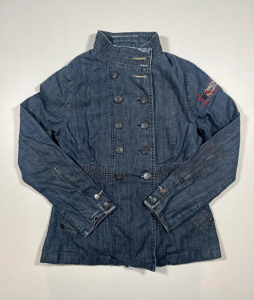 Chaqueta Lois 7 Seas Mujer XL Azul Denim Doble Pecho Cuello Soporte Forrada con Calavera Foto 1 de 4
