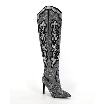 I.N.C. Botas altas occidentales International Concepts para mujer de cristal negro talla 5,5 M Foto 1 de 4
