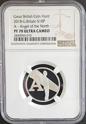 2/0 TOP POP 2018 Great Britain Silver 10 Pence Angel Of The North Proof NGC PF70 - Image 1 of 4