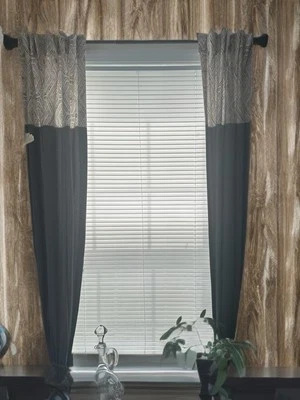 Cortinas de ventana de lino Blackout 4 paneles para sala de estar Foto 1 de 3