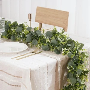 2 Pack Artificial Eucalyptus Garland with Flowers,Faux Greenery Garland Decor... - Foto 1 di 8