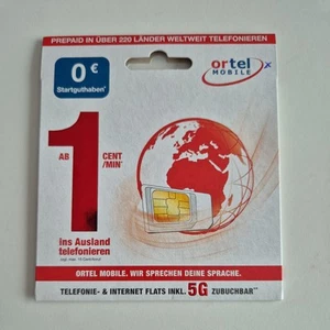 Ortel Mobile Prepaid karta SIM 0€ Saldo startowe Nowa - Zdjęcie 1 z 2