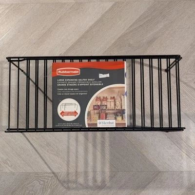 Estante auxiliar expandible grande Rubbermaid negro se expande a 36 pulgadas antimicrobiano Foto 1 de 4