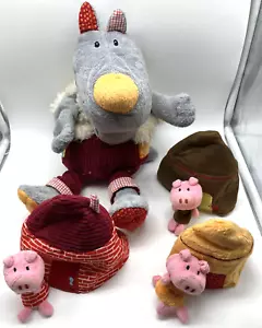 Lilliputiens Libro de Cuentos Conjunto de Marionetas Tres Cerditos Lobo Peluche Bélgica - Imagen 1 de 11