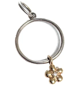 Authentic Pandora 14k and SS Daisy Dangle Diamond Pendant 390165D - Picture 1 of 5