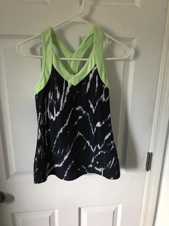 New Balance Sz. Small Tournament Racerback Tank Top Tennis Black White & Green - Image 1 of 1