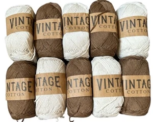 Vintage DK Knitting Yarn 10*100g Balls Combo Of Cream V-02 And Golden Brown V-65 - Picture 1 of 8