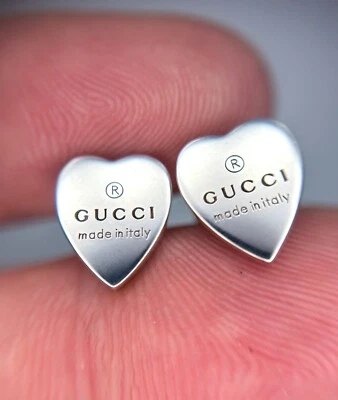 Authentic Gucci Heart 925 Sterling Silver Earrings Original Packaging - Image 1 of 4
