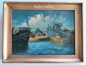 Rare 1945 Miguel Galvez Filipino artist painting of Military base from estate - Picture 1 of 7