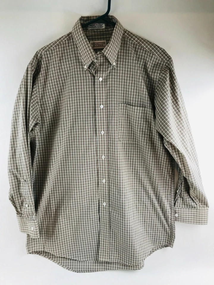 Roundtree & Yorke Dillard's Shirt Men's Size 16/33 Gray Green Plaid Button Down - Image 1 of 4