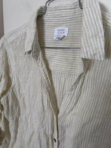 Sigrid Olsen Yellow Striped Linen Blouse size Large - Imagen 1 de 4