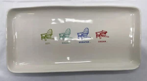 RARE RAE DUNN MAGENTA M STAMPED SIT RELAX BREATH DREAM SERVING TRAY MISPRINT - Picture 1 of 5