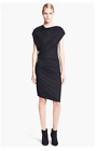 New Helmut Lang Sonar Wool Asymmetrical Dress Black S/P