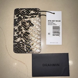 BRAHMIN R78166700108 4 Slot CARD CASE SNAKE EXPRESSO MIST NWT Beautiful - Picture 1 of 5