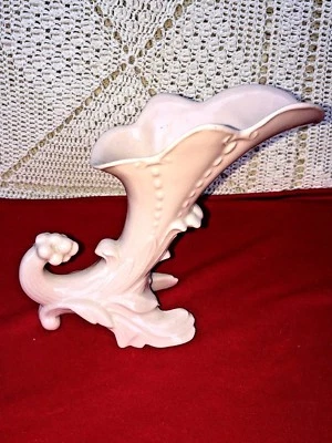 7" Fluted Antique PINK OPALESCENT French Provincial Horn O Plenty Vase UNIQUE - Image 1 of 4