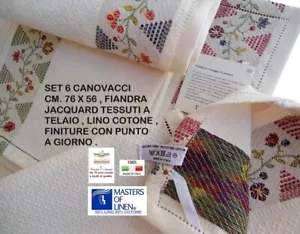 6 CANOVACCI STROFINACCI tessuti a telaio lino cotone punto a giorno CM. 76 X 56 - Foto 1 di 10