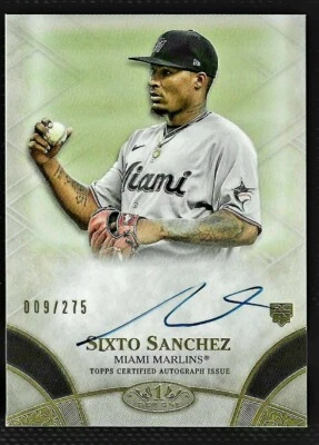 SIXTO SANCHEZ ⭐ TOPPS TIER ONE ROOKIE ON CARD AUTO /275 MIAMI MARLINS RC - Image 1 of 2