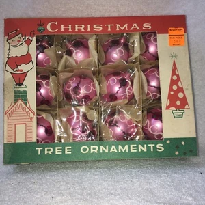 12 FANTASIA PINK GLITZER POLEN WEIHNACHTSORNAMENTE IN BOX QUECKSILBERGLAS Mcm - Bild 1 von 10