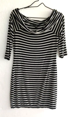 Vestido para mujer White House Black Market a rayas cuello barco manga corta talla M Foto 1 de 4