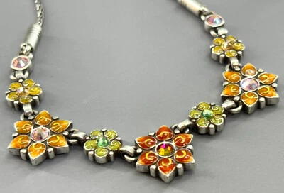 Brighton GARDEN OF EDEN Floral Multicolor Enamel & Crystal Necklace-14/16in-30g - Image 1 of 4