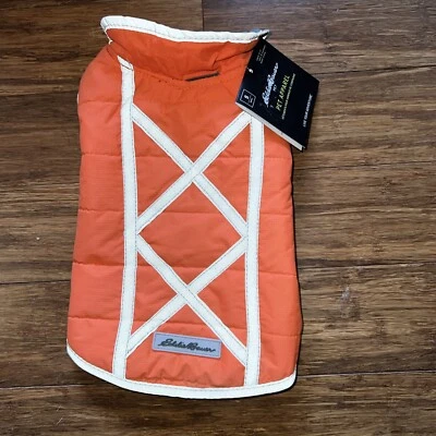 Eddie Bauer Dog Jacket Orange Reflective Fleece Lined Pet Apparel Size small - Image 1 of 4