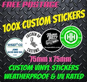 100x Custom Stickers - 75mm x 75mm TRUSTED EBAY SELLER, FAST RESPONSE A++++ - Picture 1 of 7