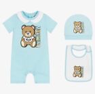 Rrp£240 Moschino Baby Teddy Bear Blue Shortie Set Age 3-6 Months