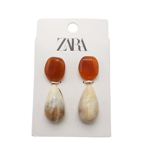 ZARA NEW WOMAN SS24 ECRU RESIN EARRINGS REF:1011/006 - Picture 1 of 5