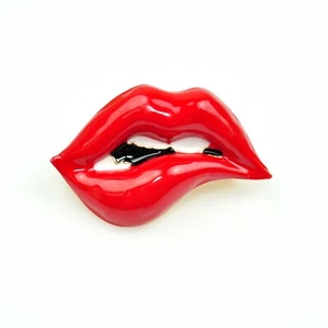 Red Lips Brooch Red Enamel Brooches For Women gift Jewelry Pins small brooch - Picture 1 of 4