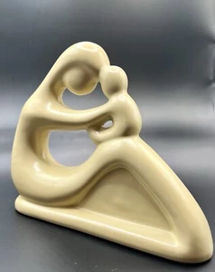 Mutter und Kind Baby Figur Mid Century Modern mattiert Keramik Skulptur  - Bild 1 von 8