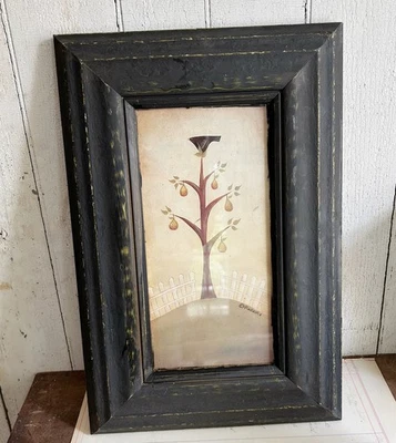 Estampa de pereira primitiva com corvo Fiddlestix arte popular primitiva 18x11 polegadas - Imagem 1 de 4