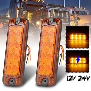 2X LED SiderMarker Clearance Lamp Position Light Amber Flash Truck Lorry 12/24V - Picture 1 of 12