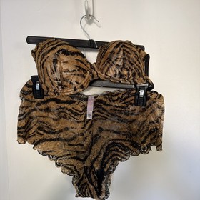 Victoria's Secret Tiger Print Bra 36B & Panty Lg Set