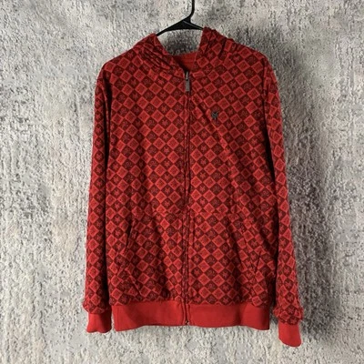 Sudadera con Capucha Vintage Zoo York Cremallera Grande Reversible Roja AOP Patín Y2K Grunge Para Hombre’s Foto 1 de 4