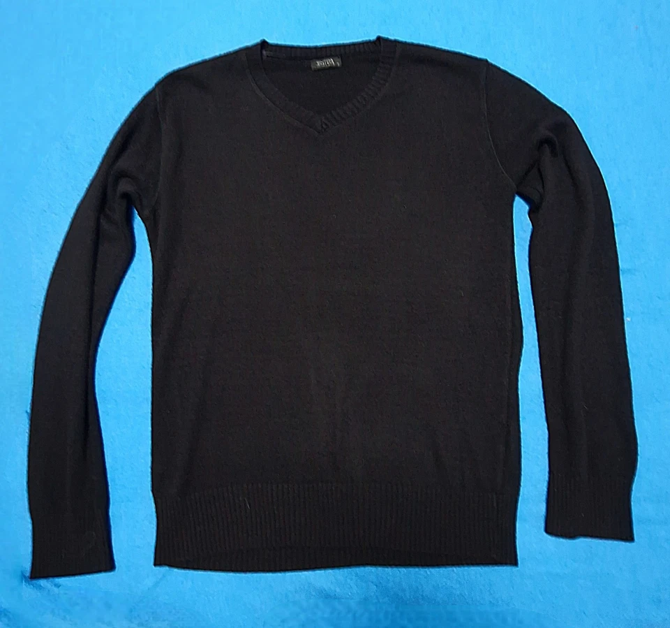 Suéter Jersey Vintage Negro Cuello en V Mezcla de Lana Para Hombre Talla M Clásico Tejido Retro Foto 1 de 4