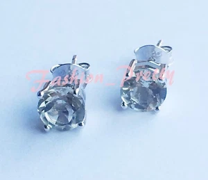 HOT GIFT! PRETTY 2CT GREEN AMETHYST EARRINGS IN STERLING SILVER - Picture 1 of 6