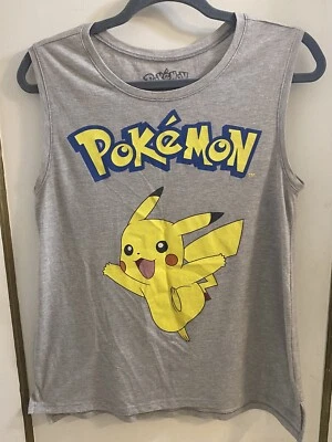 Pokemon Pikachu Shirt Women's Size Large Gray Sleeveless Muscle Nintendo - Image 1 of 4