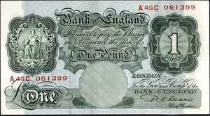 Billete del Banco de Inglaterra £1 1948 Peppiatt A45C 061399 B268 GEF-aAU - Imagen 1 de 2