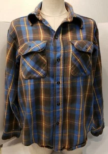 Mr Leggs Men Button XL Flannel Blue Plaid Western Long Sleeve TORN SLEEVE/Collar - Picture 1 of 7