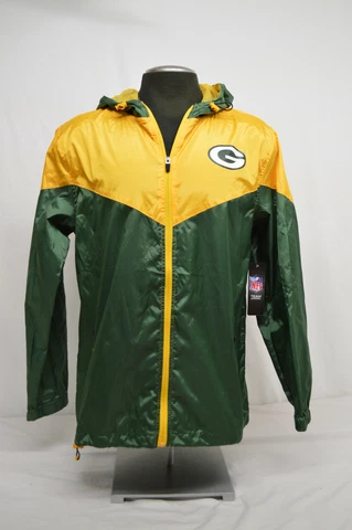 New NFL GREEN BAY PACKERS Men's Team Appare Hooded Windbreaker  Size MED Cover